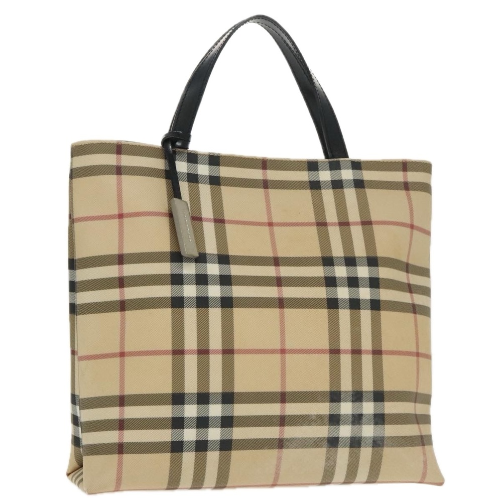 BURBERRY Nova Check Hand Bag PVC Beige Auth 102372 - Picture 1 of 16